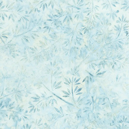 Cloud from the Morning Mist line of fabrics is an elegant fabric in pastel bluish green with an overlay of tumbling branches with leaves in darker blue green.