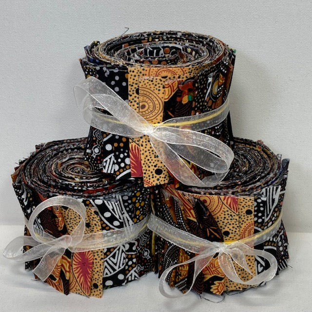 Dreamtime Roll 20 Australian Aboriginal Fabric Strips, Copper Canyon