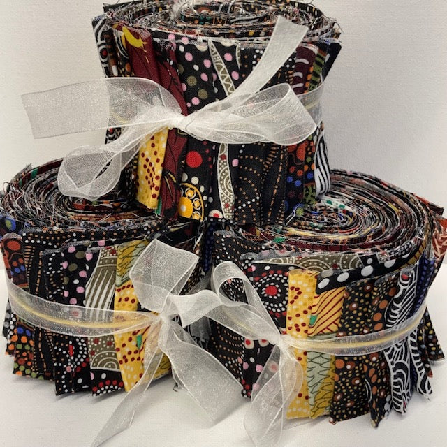 Dreamtime Roll 20 Australian Aboriginal Fabric Strips, Copper Canyon