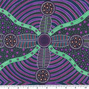 purple seeds arranged in circles and cross shapes