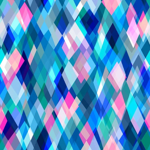 Diamonds is a impressionistic print in blues/turquoises and pinks, designed by Rachel Parker for Dashwood Studios, a small design Studio from the United Kingdom.