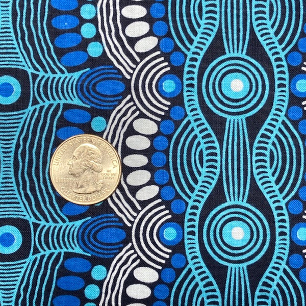 Desert Flora Blue Australian Aboriginal fabric by Roseanne Ellis