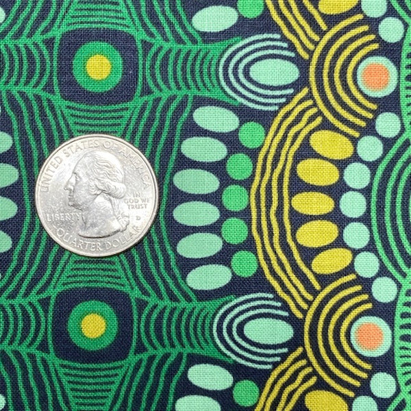 Desert Flora green Australian Aboriginal fabric by Roseanne Ellis