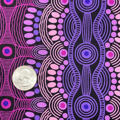 Desert Flora purple Australian Aboriginal fabric by Roseanne Ellis