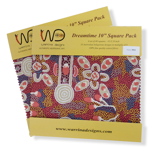 Dreamtime 10" Square Australian Aboriginal Fabric Pack, Red