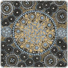 Fresh Life After Rain is the depiction of the sudden stirring of plant life after a rare rain in the semi-desert area in Central Australia. The original designation of the fabric is black, but it has nice blues and tans in it, too.