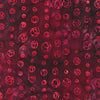 100 % cotton high thread count Patina fabric was batiked by talented artisans into this happy shade of burgundy with small lighter red circles