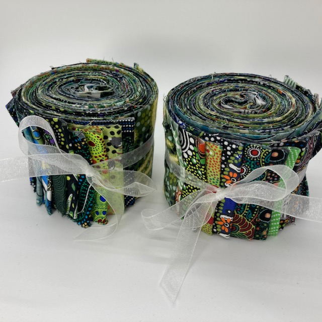 Dreamtime Roll 20 Australian Aboriginal Fabric Strips, green