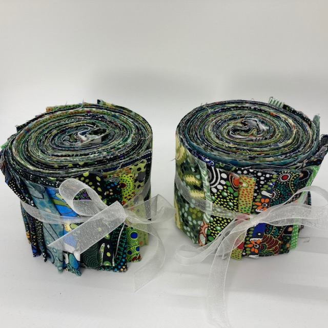 Dreamtime Roll 20 Australian Aboriginal Fabric Strips, green