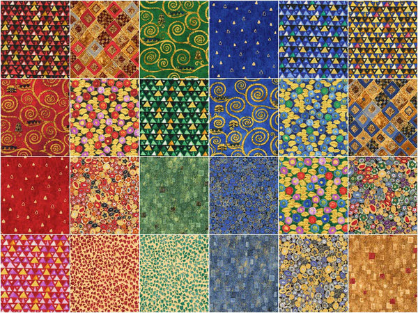 Gustav Klimt Fat Quarter Bundle - 24 Fat Quarters Multi Color