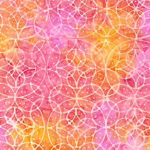 Honeysuckle from the Moodscapes Line is a fun fabric in delightful shades of peach, pink and yellow with overlapping circles.