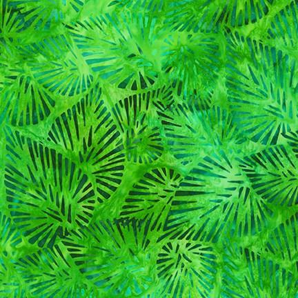 Island Green from the Totally Tropical line of fabrics is a striking fabric in vibrant green with an overlay of leaves in a dark emerald green. 