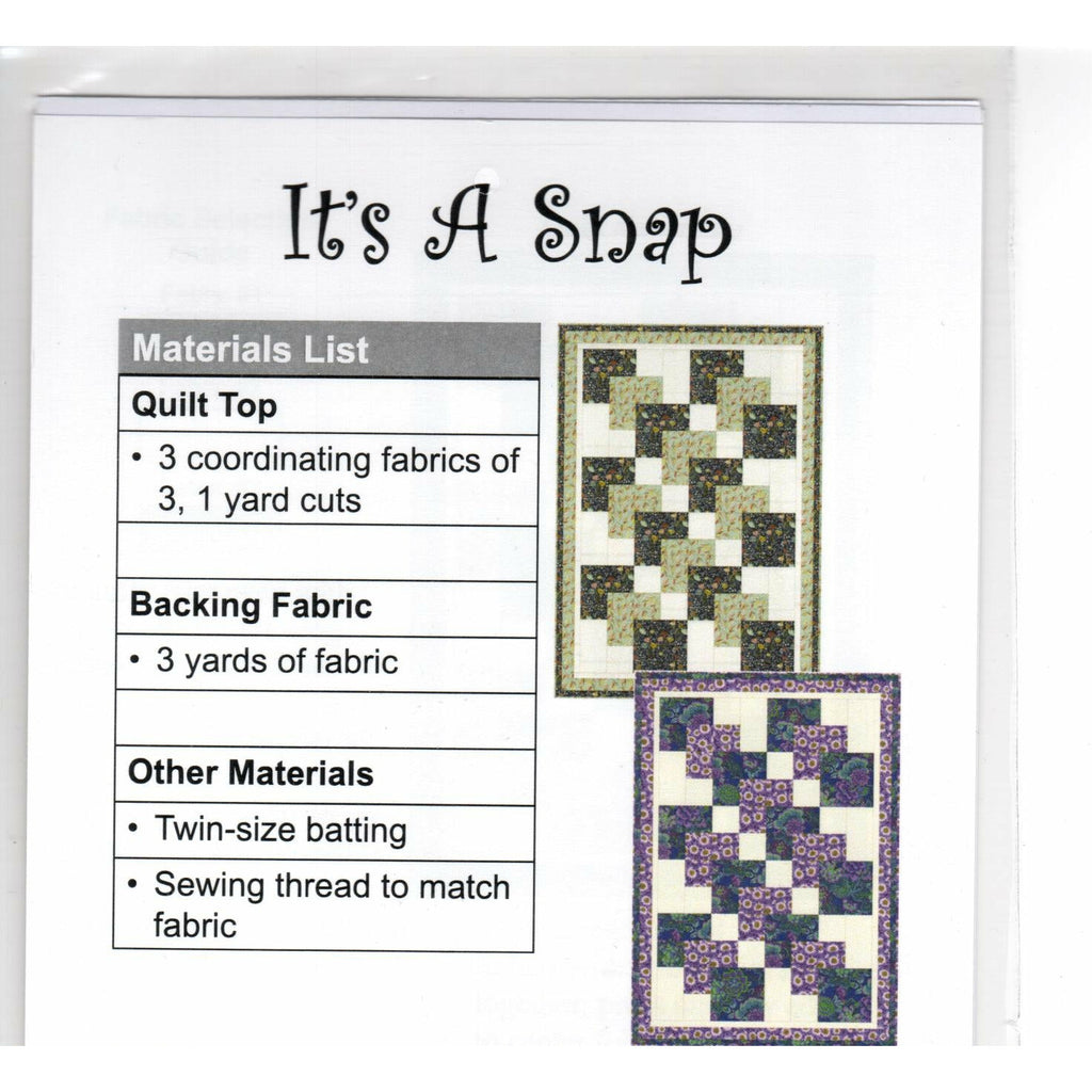 It's A Snap Quilt Pattern by Donna Roberts Fabrilish