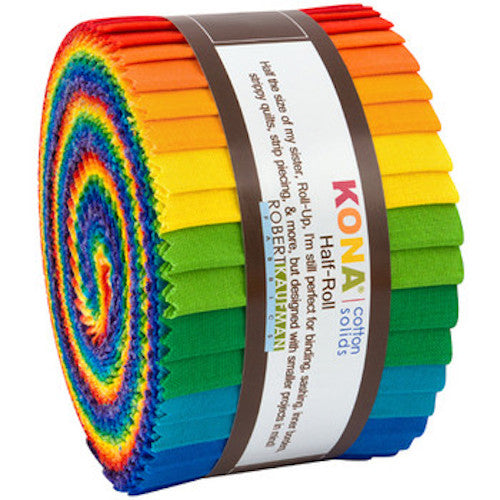 Bright Rainbow Kona Cotton  Half Roll 2.5" strips - 24 pieces