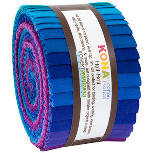 Rich Jewel Tones from teal to blue to navy to purple on the famous Robert Kaufman Kona Cotton.