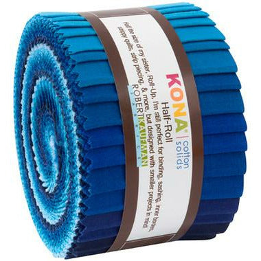 Waterfall Palette Solid Kona Cotton Half Roll 2.5 strips - 24 pieces –  Fabrilish