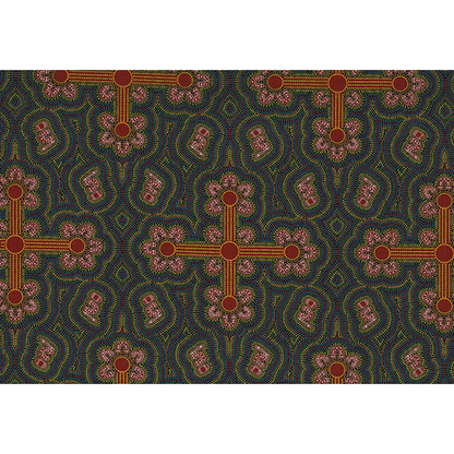 Special Buy - Ladies Dancing at Ceremony Gold Australian Aboriginal Fabric by Margaret Wallace