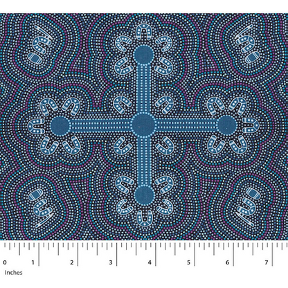 Special Buy -  Ladies Dancing at Ceremony Purple Australian Aboriginal Fabric by Margaret Wallace