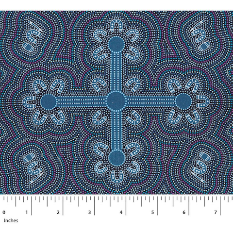 Special Buy -  Ladies Dancing at Ceremony Purple Australian Aboriginal Fabric by Margaret Wallace