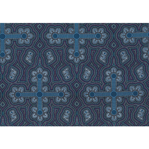 Special Buy -  Ladies Dancing at Ceremony Purple Australian Aboriginal Fabric by Margaret Wallace