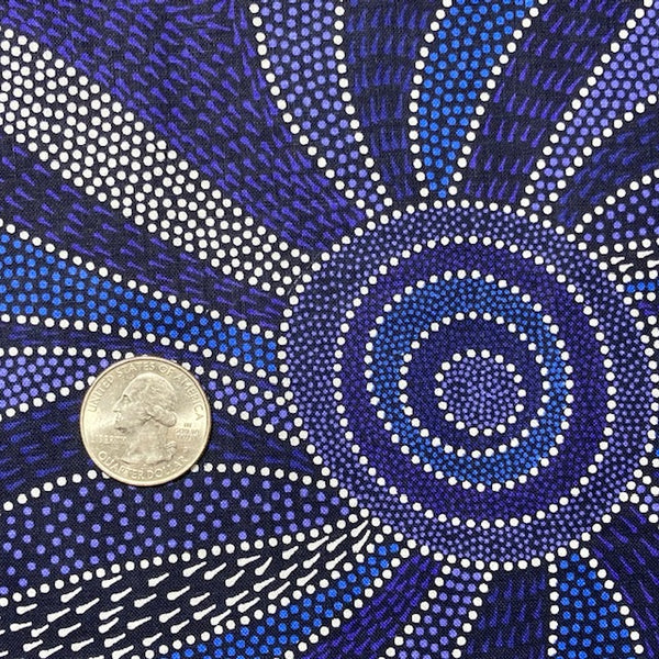 Ladies Dancing with Water Paints blue Australian Aboriginal fabric by Roseanne Morton