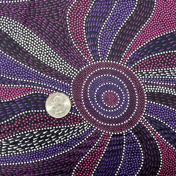 Ladies Dancing with Water Paints purple Australian Aboriginal fabric by Roseanne Morton