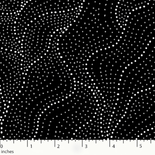  The striking white and grey dots on a bold black background create a mesmerizing pattern, while the soft and drapey 100% fine cotton from India adds a luxurious touch. 