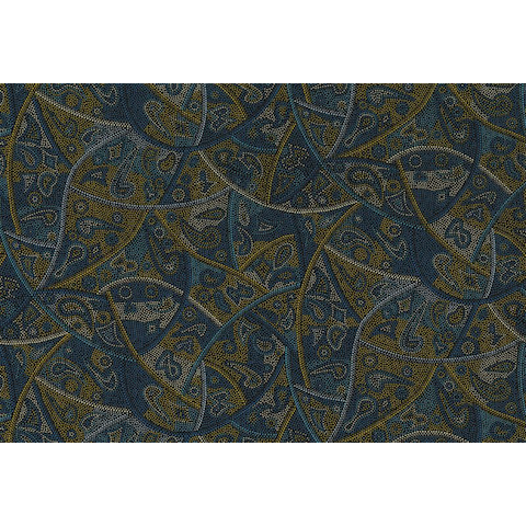 Looking Around Blue Australian Aboriginal Fabric by Greg Matthews