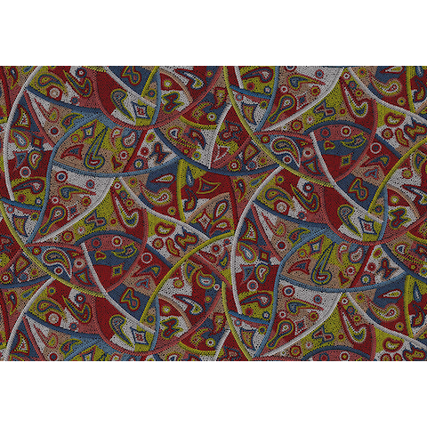 Looking Around Red Australian Aboriginal Fabric by Greg Matthews