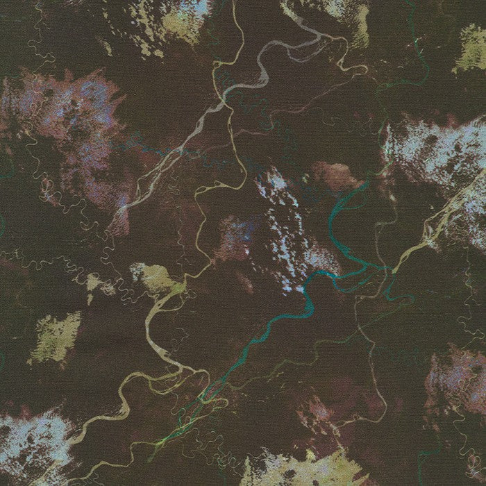 Earth Views - Mahogany  is a 100 % organic cotton fabric based on pictures that Dr. Karen Nyberg, Astronaut, Earth Ambassador, Artist, took while living on the International Space Station in 2013.