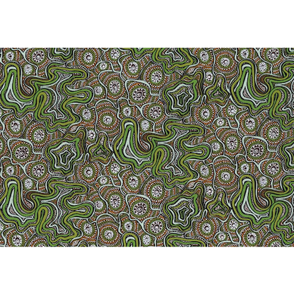 Meteors Green Australian Aboriginal Fabric by Heather Kennedy