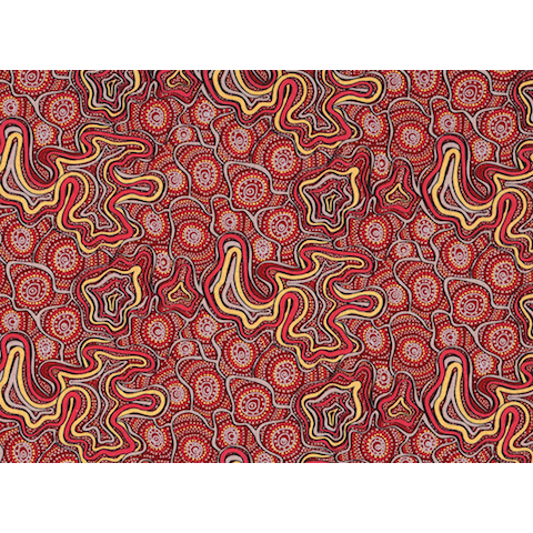 Meteors Red Australian Aboriginal Fabric by Heather Kennedy
