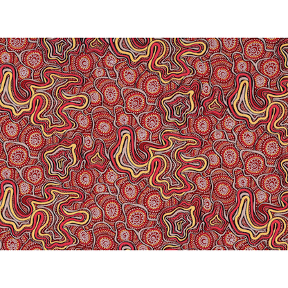 Meteors Red Australian Aboriginal Fabric by Heather Kennedy