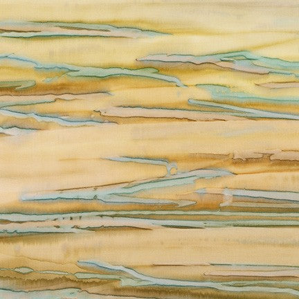 Indonesian artists created this lovely hand painted Batik fabric in all colors you associate with sand: subtle ecrus, tans and golds with a tiny bit of greens and soft teals.