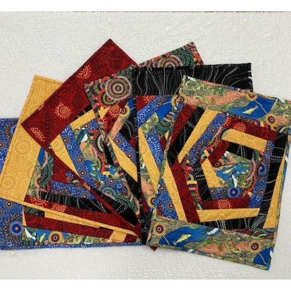 Slightly Wonky Placemats Kit made from Australian Aboriginal fabrics - Quilt as you GO!