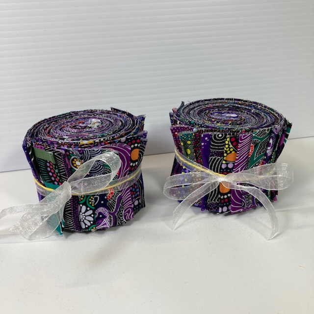Dreamtime Roll 20 Australian Aboriginal Fabric Strips, purple