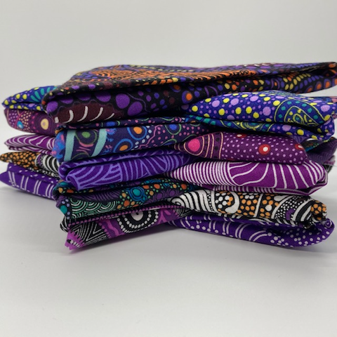 Australian Aboriginal Fabric in  Purple 10 Fat Quarter Bundle