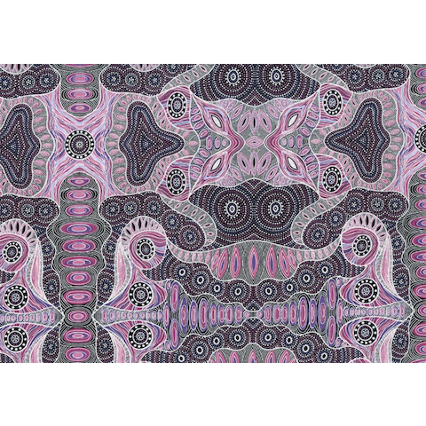 Regeneration Pink Australian Aboriginal Fabric by Heather Kennedy