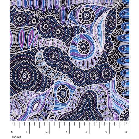 Regeneration Purple Australian Aboriginal Fabric by Heather Kennedy