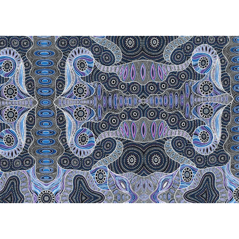 Regeneration Purple Australian Aboriginal Fabric by Heather Kennedy