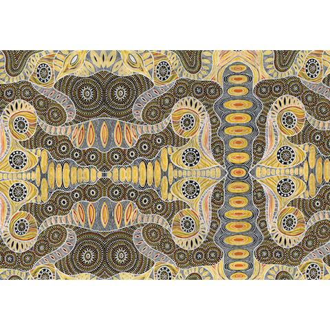 Regeneration Yellow Australian Aboriginal Fabric by Heather Kennedy