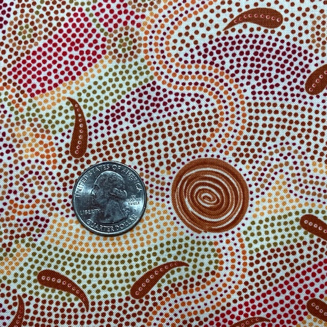 Roaring Forties ecru Australian Aboriginal Fabric by Greg Matthews
