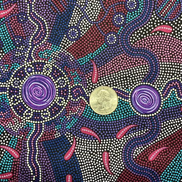 Roaring Forties purple Australian Aboriginal Fabric by Greg Matthews