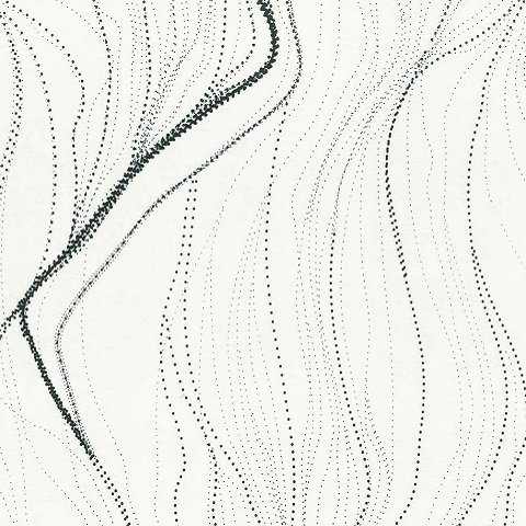 This 100% fine cotton fabric features black dots on a white backdrop, depicting the unique patterns formed by the wind in the desert terrain