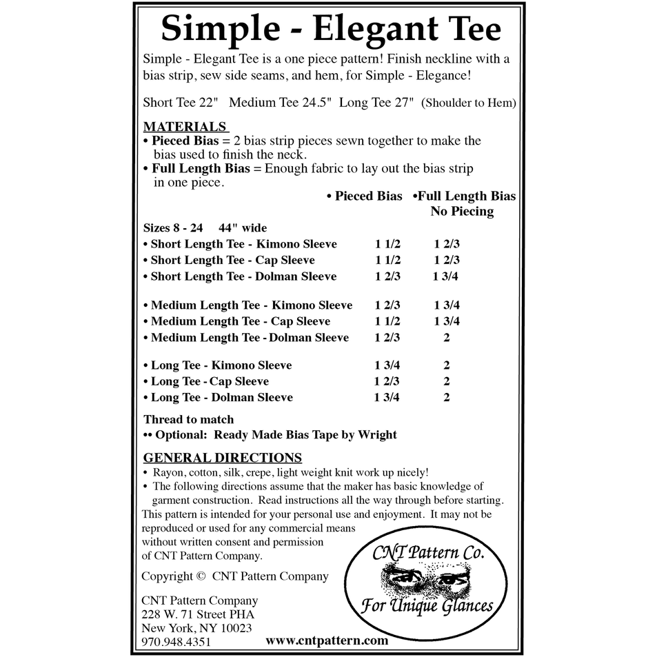 Simple Elegant Tee - Designed by CNT Pattern Co.