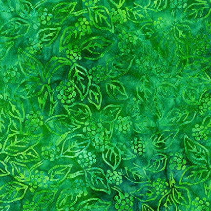 Spring from the Forest Glen line is a striking fabric in a darkish green with slight olive tones and an overlay of lighter green leaves and clusters of grapes. 