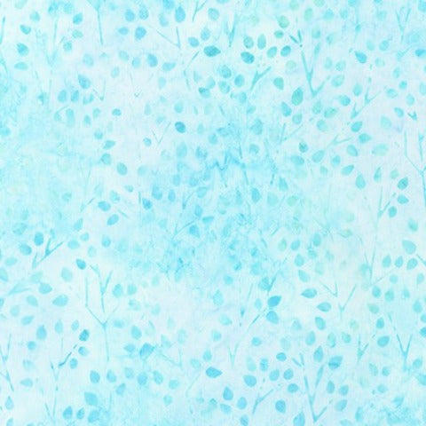Indonesian artists created this lovely hand painted Batik fabric in refreshing tones of aqua on white. 