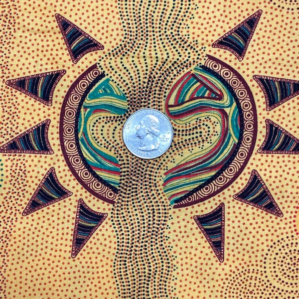 Sunset Night Dreaming yellow Australian Aboriginal Fabric by Heather Kennedy