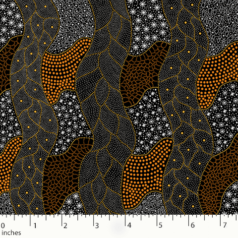 Wild Flowers Dreaming Yellow Australian Aboriginal Fabric by Tanya Price