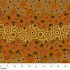 Wild Seed and Waterhole yellow Australian Aboriginal fabric by Tanya Price Nangala is a lovely design of seeds and wildflowers in black, burgundy and ochre on a golden yellow background. 
